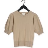 minus - Top - Camel - Knitwear - Ronde Hals - Halve Mouw