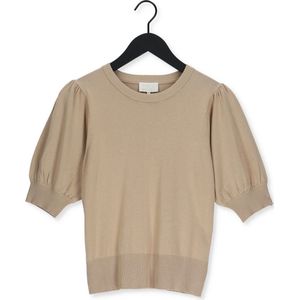 minus - Top - Camel - Knitwear - Ronde Hals - Halve Mouw
