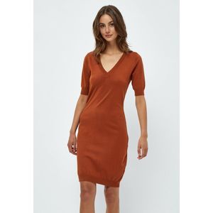 Minus Dames Milla V-hals gebreide jurk, Woestijnzand, XS