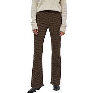 Minus Carma uitlopende broek voor dames, leisteen bruin geruit 6, Leisteen bruin geruit, 32