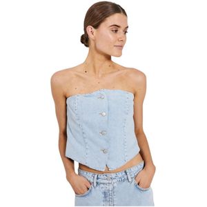 Norr - Ninni - Denim Top - Blauw - 50% Katoen 50% Organisch Katoen