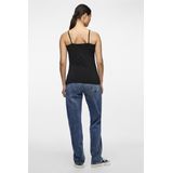 Pieces - Lace Singlet Kate - Kanten Dames Onderhemd - Zwart - Microfiber
