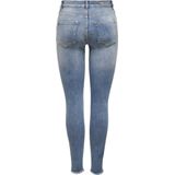 Jeans - Skinny Fit - Mid Waist - Gescheurde Zomen - Blauw - Katoen