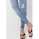 Jeans - Skinny Fit - Mid Waist - Gescheurde Zomen - Blauw - Katoen