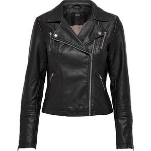 Only - Bikerjack - Zwart - Lederlook - Asymmetrische Ritssluiting
