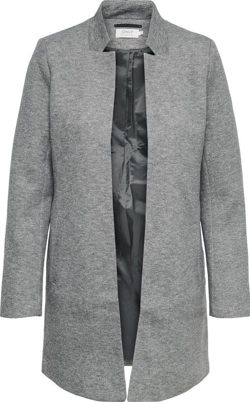 ONLY - Halflang Jasje - Licht Mêleegrijs - Polyester