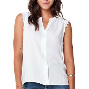 Blouse - Effen - Viscose - Mouwloos - Kentkraag - Knoopsluiting