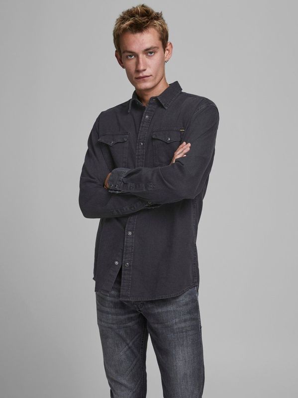 JACK & JONES ESSENTIALS Slim Fit Overhemd JJESHERIDAN Black Denim