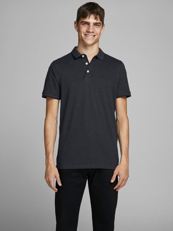 Jack & Jones - Paulos Poloshirt - Donkergrijs mêlee - Korte Mouwen - Logoborduursel