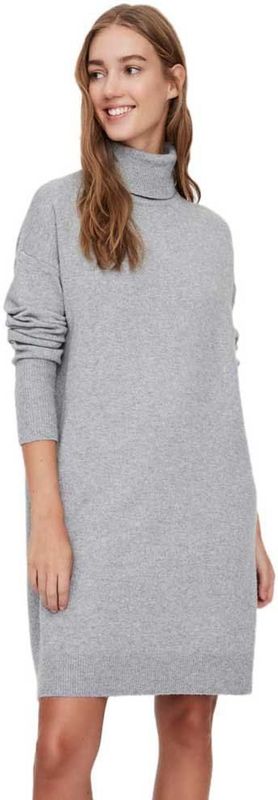 Gebreide Jurk - Zwart - Rolkraag - Lange Mouwen - Regular Fit