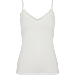 Pieces - Lace Singlet Kate - Dames Hemd - Creme - Microfiber