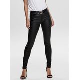 Only - Imitatieleren Broek - Kleur: Zwart - Coated - Mid Waist