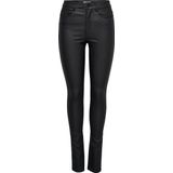 Only - Imitatieleren Broek - Kleur: Zwart - Coated - Mid Waist