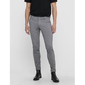 Chino - Zwart - Jersey - Slim Fit met Riemlussen