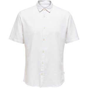 ONLY&SONS Herenoverhemd - Wit - Katoen-Polyester Mix - Lange Mouw