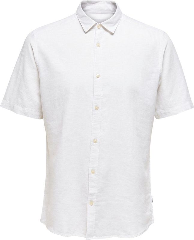 ONLY&SONS Herenoverhemd - Wit - Katoen-Polyester Mix - Lange Mouw