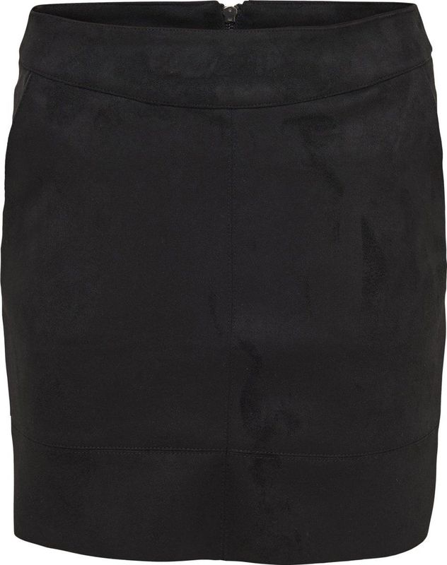 ONLY - Onljulie Fauxsuede Rok - Zwart - Kunstleer - Korte Rok