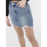 Rok - Sky - Denim - Effen - Kort/Mini - Slanke Pasvorm