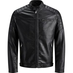 Heren - Biker Jack - Zwart - Polyester/Viscose - Verstelbare Zoom