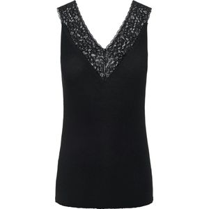 Pieces - Dames Hemd - Zwart - Viscose met Kanten Inzet