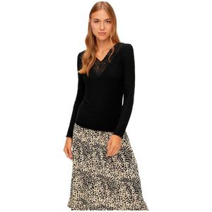 Pieces dames shirt Kant lange mouw - Siri - Zwart