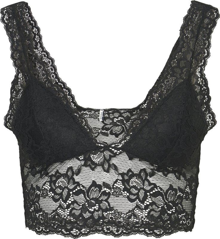 Pieces - Kanten Microfiber Bralette - Grijs - 84% Polyamide 16% Elastaan