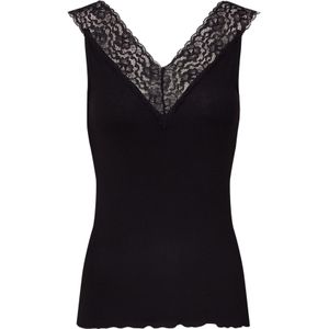 Pieces - Dames Hemd - Zwart - Viscose - Kanten Inzet