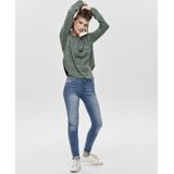 Only - Caviar - Gebreide Trui - Zwart - Katoen - Ronde en Brede Kraag