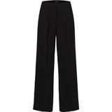 Selected - Tinni Mid Waist Wide - Broek - Zwart - Geplooide Voorkant