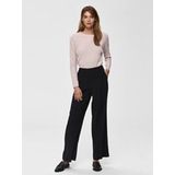 Selected - Tinni Mid Waist Wide - Broek - Zwart - Geplooide Voorkant