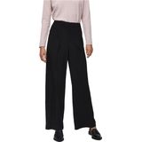 Selected - Tinni Mid Waist Wide - Broek - Zwart - Geplooide Voorkant
