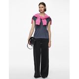 T-shirt - Effen - Jersey - V-hals - Kwartmouw - Normale Pasvorm