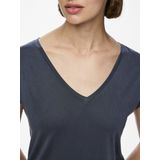 T-shirt - Effen - Jersey - V-hals - Kwartmouw - Normale Pasvorm