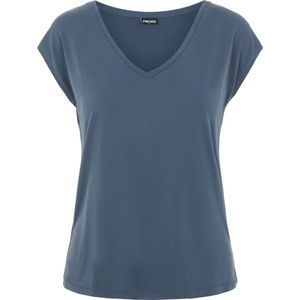 T-shirt - Effen - Jersey - V-hals - Kwartmouw - Normale Pasvorm