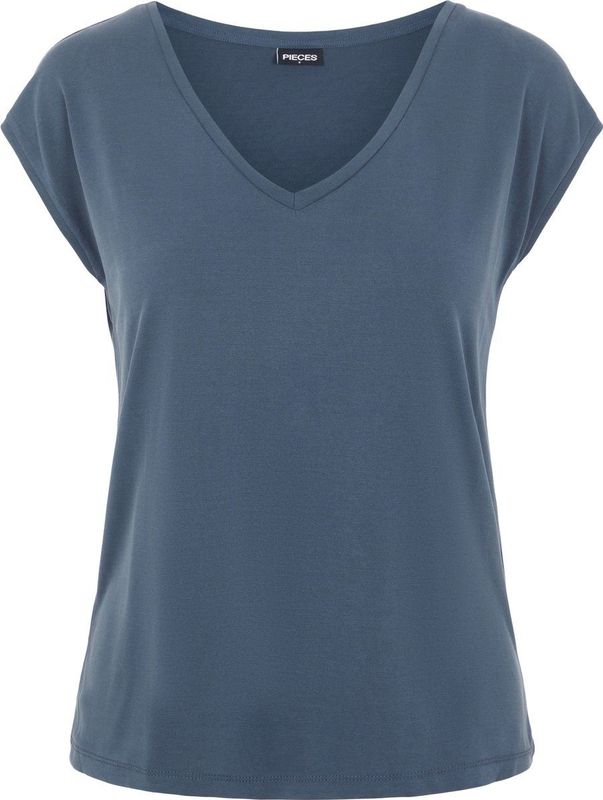 T-shirt - Effen - Jersey - V-hals - Kwartmouw - Normale Pasvorm