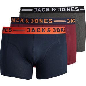 Jack and Jones - JACLICHFIELD - Boxershorts - Blauw Grijs Rood - Katoen Elastaan - Multipack van 3