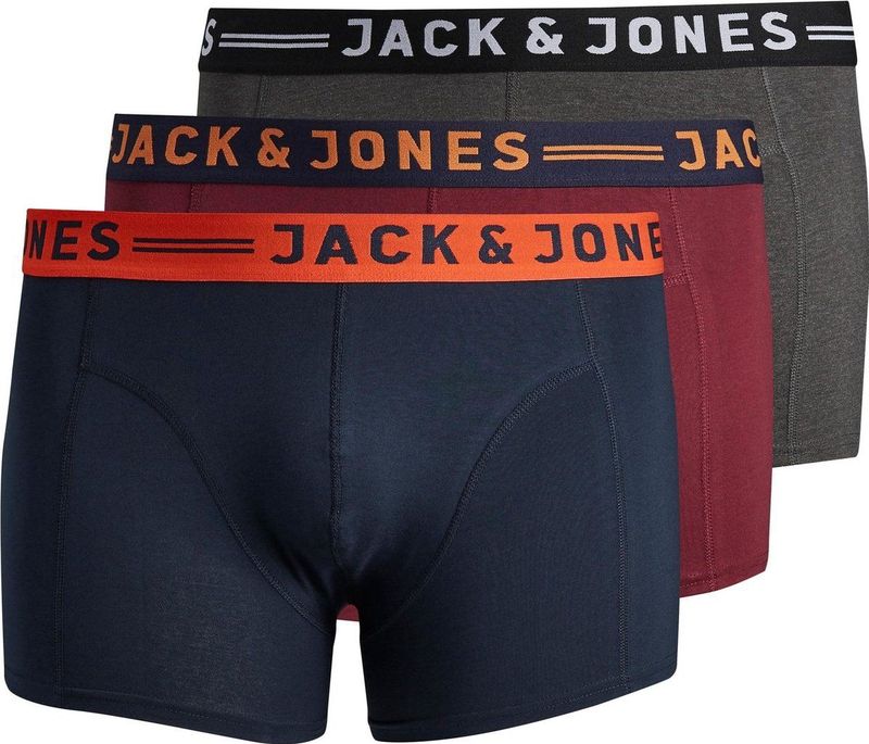 Jack and Jones - JACLICHFIELD - Boxershorts - Blauw Grijs Rood - Katoen Elastaan - Multipack van 3