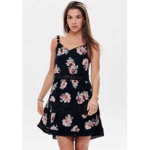 Damesjurk - Mini - Bloemenprint - Gehaakt Kant - V-hals