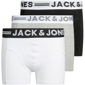 JACK & JONES JUNIOR Boxershort - set van 3 Zwart/Wit/Grijs Melange