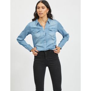 Vila - Bista Overhemd - Denim - Duurzaam Materiaal