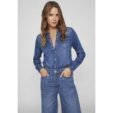 Vila Jeansbluse Bista (1-tlg) Drapiert/gerafft