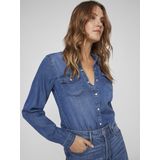 Vila Jeansbluse Bista (1-tlg) Drapiert/gerafft