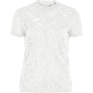 VILA Vistasia S/S Lace Top - Noos dames Top, wit (cloud dancer), XS
