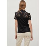 VILA Kanten Top - Hoge Hals - Blinde Rits - Aansluitend - Zwart