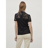 VILA Kanten Top - Hoge Hals - Blinde Rits - Aansluitend - Zwart