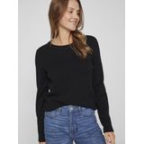 Vila - Ril Trui - Gebreide Top - O-hals - Lange Mouwen - Zwart - Viscose/Nylon/Polyester