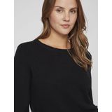 Vila - Ril Trui - Gebreide Top - O-hals - Lange Mouwen - Zwart - Viscose/Nylon/Polyester