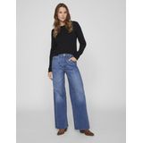 Vila - Ril Trui - Gebreide Top - O-hals - Lange Mouwen - Zwart - Viscose/Nylon/Polyester