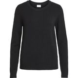 Vila - Ril Trui - Gebreide Top - O-hals - Lange Mouwen - Zwart - Viscose/Nylon/Polyester