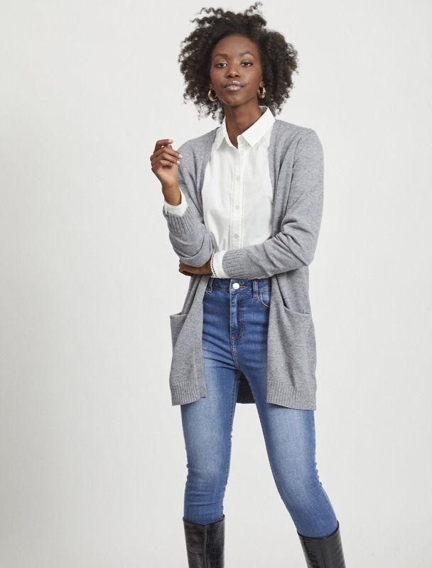 Vila Vest Viril Open Knit Cardigan - Noos 14044041 Medium Grey Melange Dames